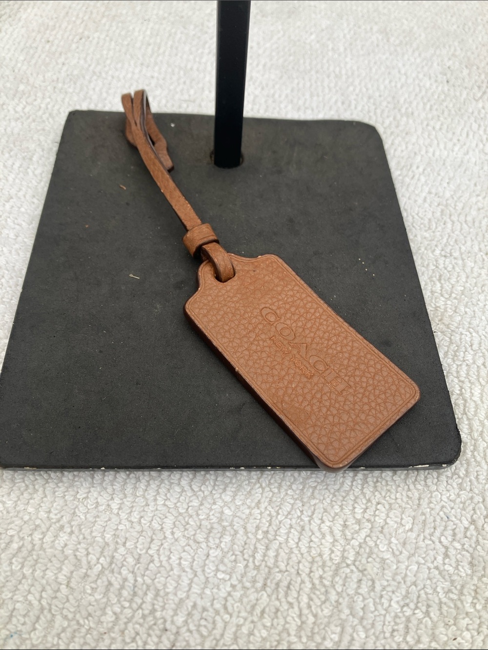 Coach Nutmeg Brown Large 3” Pebbled Leather Hang Tag
